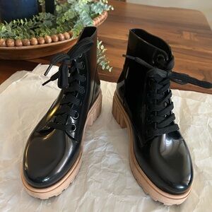 Gianni Bini Combat Platform Boots Tie Up Rainee Women’ Size 6M Black